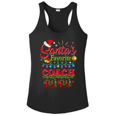 Funny SantaS Favorite Coach Christmas Santa Hat Light Ladies PosiCharge Competitor Racerback Tank