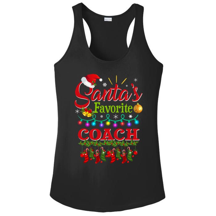 Funny SantaS Favorite Coach Christmas Santa Hat Light Ladies PosiCharge Competitor Racerback Tank