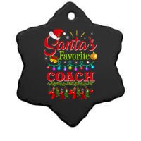 Funny SantaS Favorite Coach Christmas Santa Hat Light Ceramic Star Ornament