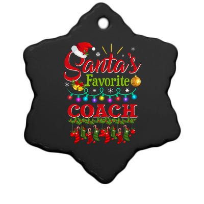 Funny SantaS Favorite Coach Christmas Santa Hat Light Ceramic Star Ornament