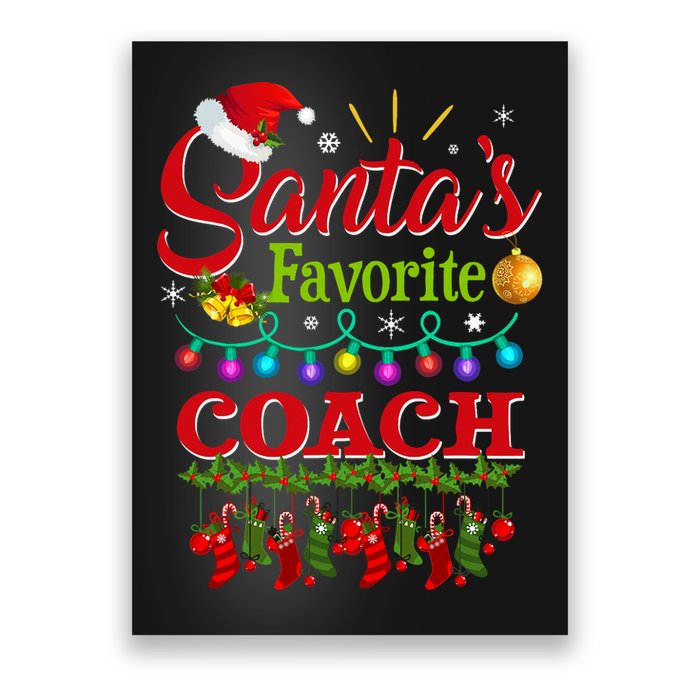 Funny SantaS Favorite Coach Christmas Santa Hat Light Poster