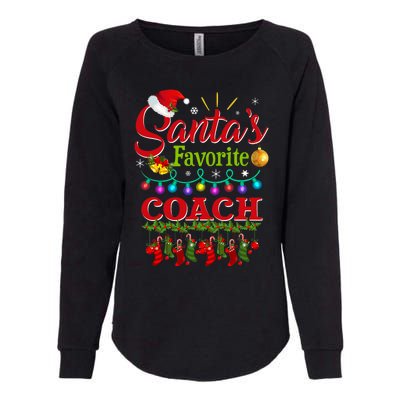 Funny SantaS Favorite Coach Christmas Santa Hat Light Womens California Wash Sweatshirt