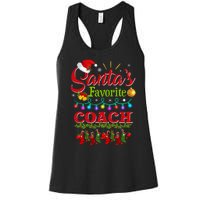 Funny SantaS Favorite Coach Christmas Santa Hat Light Women's Racerback Tank