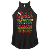 Funny SantaS Favorite Coach Christmas Santa Hat Light Women's Perfect Tri Rocker Tank