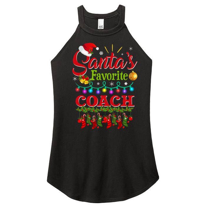 Funny SantaS Favorite Coach Christmas Santa Hat Light Women's Perfect Tri Rocker Tank