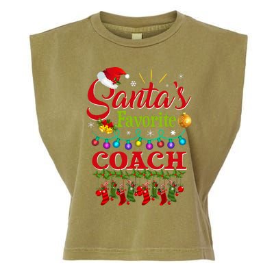 Funny SantaS Favorite Coach Christmas Santa Hat Light Garment-Dyed Women's Muscle Tee