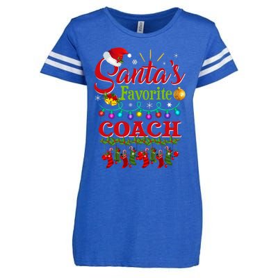 Funny SantaS Favorite Coach Christmas Santa Hat Light Enza Ladies Jersey Football T-Shirt