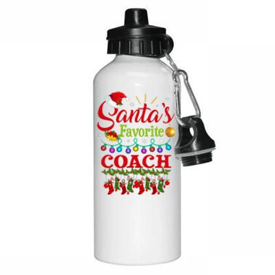 Funny SantaS Favorite Coach Christmas Santa Hat Light Aluminum Water Bottle