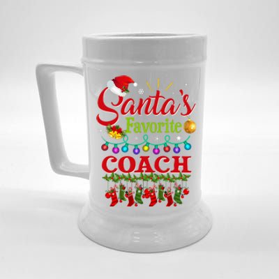 Funny SantaS Favorite Coach Christmas Santa Hat Light Beer Stein