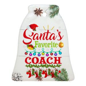 Funny SantaS Favorite Coach Christmas Santa Hat Light Ceramic Bell Ornament