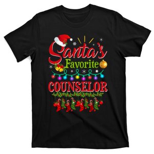 Funny SantaS Favorite Counselor Christmas Santa Hat Light T-Shirt