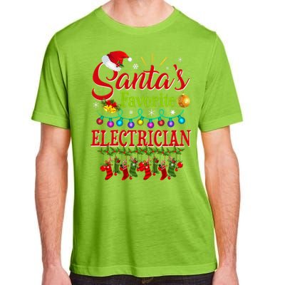 Funny SantaS Favorite Electrician Christmas Santa Hat Light Adult ChromaSoft Performance T-Shirt