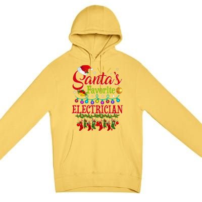 Funny SantaS Favorite Electrician Christmas Santa Hat Light Premium Pullover Hoodie