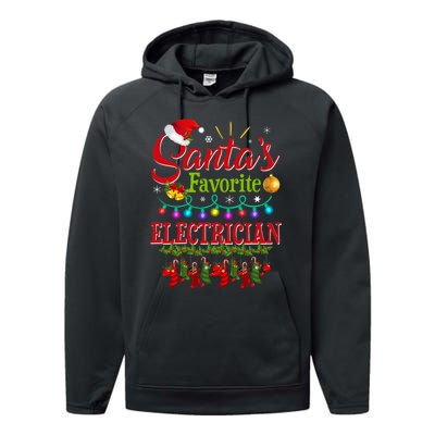 Funny SantaS Favorite Electrician Christmas Santa Hat Light Performance Fleece Hoodie