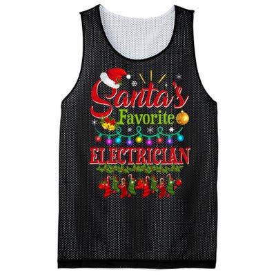 Funny SantaS Favorite Electrician Christmas Santa Hat Light Mesh Reversible Basketball Jersey Tank