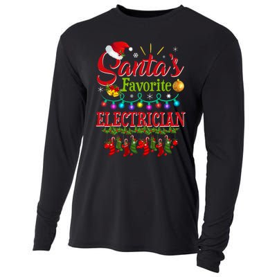 Funny SantaS Favorite Electrician Christmas Santa Hat Light Cooling Performance Long Sleeve Crew