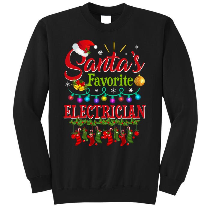 Funny SantaS Favorite Electrician Christmas Santa Hat Light Tall Sweatshirt