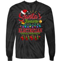 Funny SantaS Favorite Electrician Christmas Santa Hat Light Tie-Dye Long Sleeve Shirt