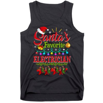 Funny SantaS Favorite Electrician Christmas Santa Hat Light Tank Top