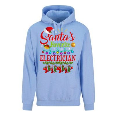 Funny SantaS Favorite Electrician Christmas Santa Hat Light Unisex Surf Hoodie