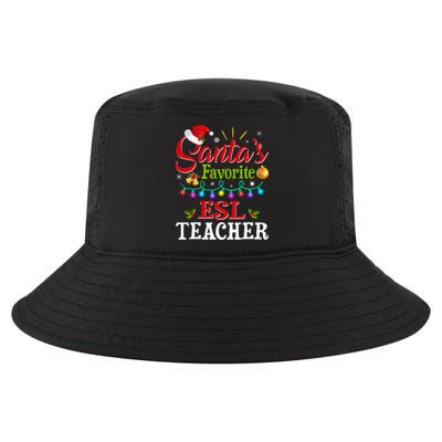 Funny SantaS Favorite Esl Teacher Christmas Santa Hat Light Cool Comfort Performance Bucket Hat