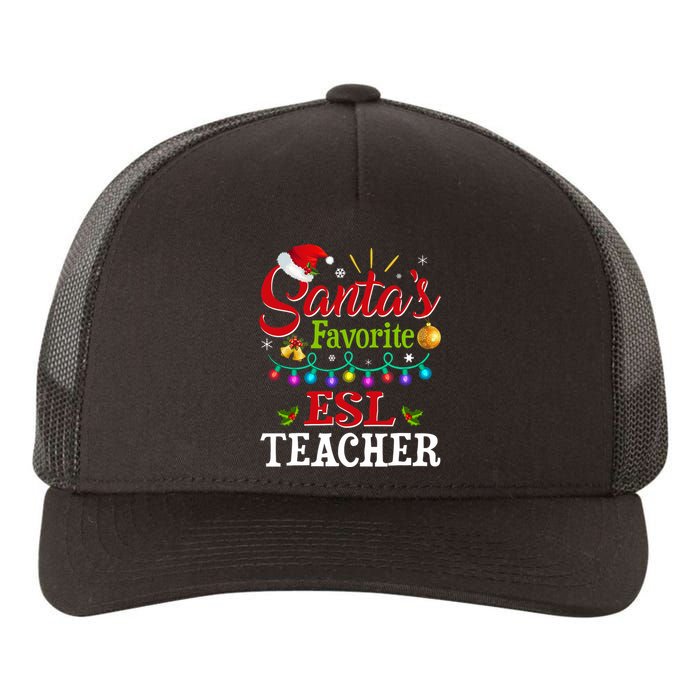 Funny SantaS Favorite Esl Teacher Christmas Santa Hat Light Yupoong Adult 5-Panel Trucker Hat