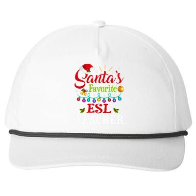 Funny SantaS Favorite Esl Teacher Christmas Santa Hat Light Snapback Five-Panel Rope Hat