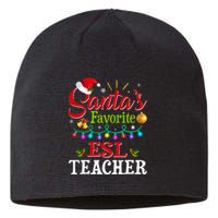 Funny SantaS Favorite Esl Teacher Christmas Santa Hat Light Sustainable Beanie