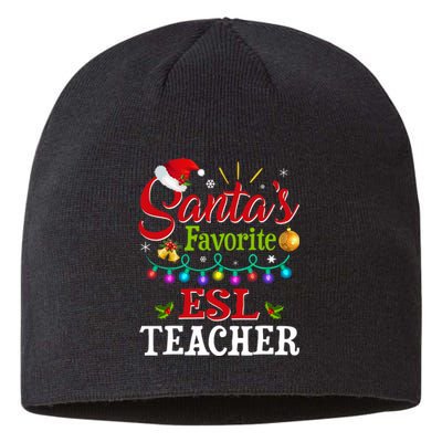 Funny SantaS Favorite Esl Teacher Christmas Santa Hat Light Sustainable Beanie