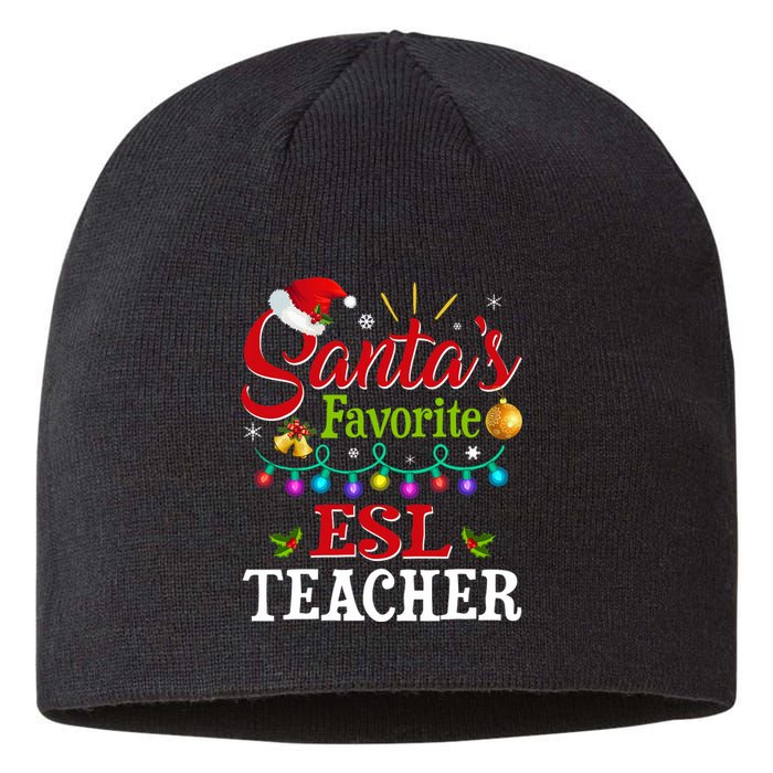 Funny SantaS Favorite Esl Teacher Christmas Santa Hat Light Sustainable Beanie