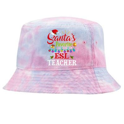 Funny SantaS Favorite Esl Teacher Christmas Santa Hat Light Tie-Dyed Bucket Hat