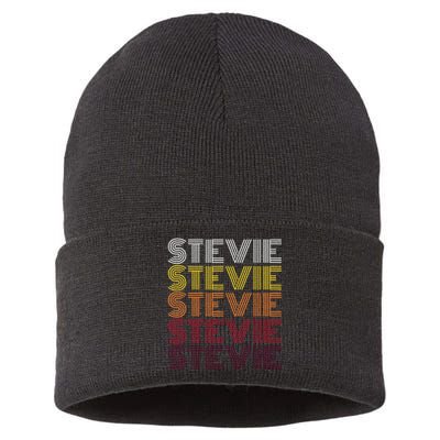 Funny Stevie First Name Vintage Stevie Sustainable Knit Beanie