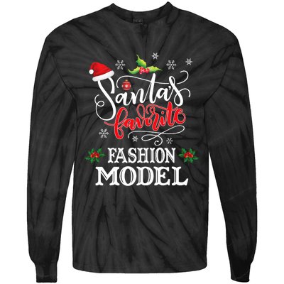 Funny SantaS Favorite Fashion Model Christmas Gift Xmas Hat Tie-Dye Long Sleeve Shirt