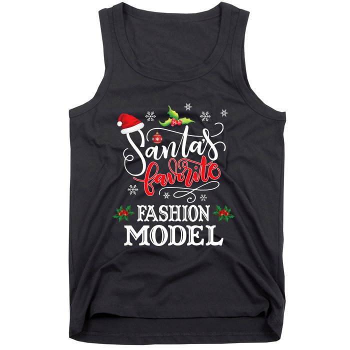 Funny SantaS Favorite Fashion Model Christmas Gift Xmas Hat Tank Top