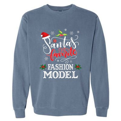 Funny SantaS Favorite Fashion Model Christmas Gift Xmas Hat Garment-Dyed Sweatshirt