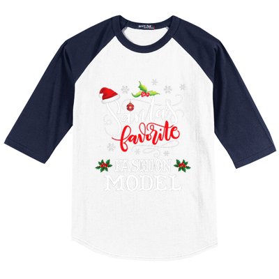 Funny SantaS Favorite Fashion Model Christmas Gift Xmas Hat Baseball Sleeve Shirt