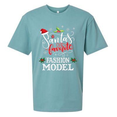 Funny SantaS Favorite Fashion Model Christmas Gift Xmas Hat Sueded Cloud Jersey T-Shirt