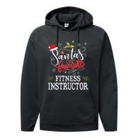 Funny SantaS Favorite Fitness Instructor Santa Hat Xmas Performance Fleece Hoodie