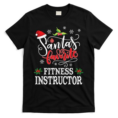 Funny SantaS Favorite Fitness Instructor Santa Hat Xmas T-Shirt