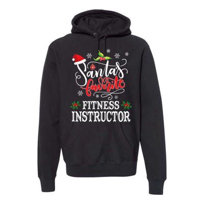 Funny SantaS Favorite Fitness Instructor Santa Hat Xmas Premium Hoodie