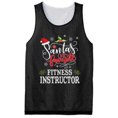 Funny SantaS Favorite Fitness Instructor Santa Hat Xmas Mesh Reversible Basketball Jersey Tank