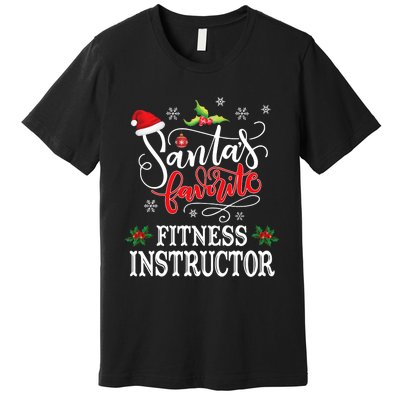 Funny SantaS Favorite Fitness Instructor Santa Hat Xmas Premium T-Shirt