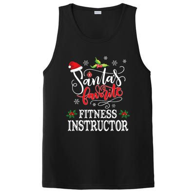 Funny SantaS Favorite Fitness Instructor Santa Hat Xmas PosiCharge Competitor Tank