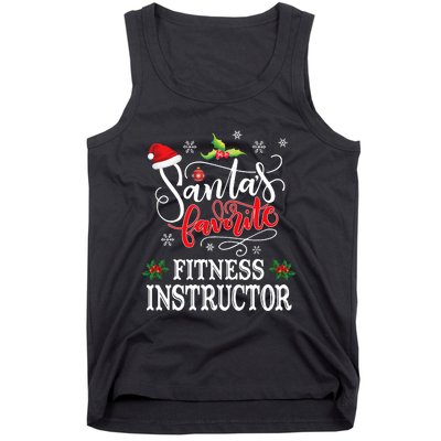 Funny SantaS Favorite Fitness Instructor Santa Hat Xmas Tank Top