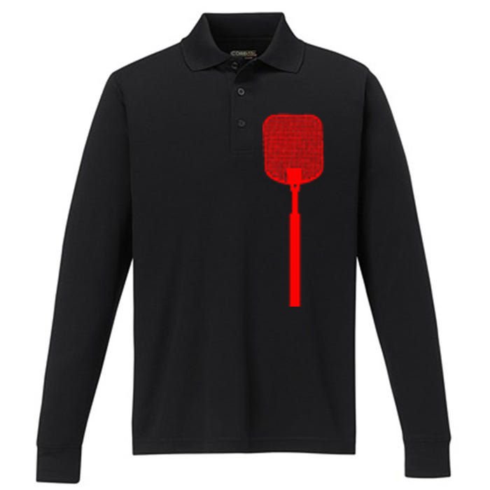 Fly Swatter Funny Lazy Diy Easy Performance Long Sleeve Polo