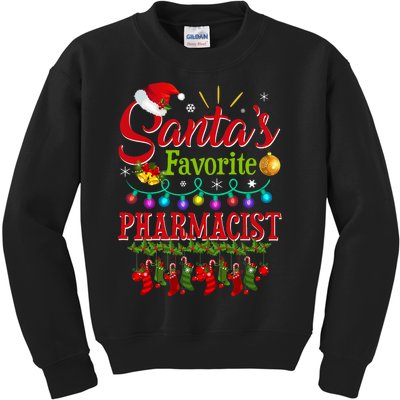 Funny SantaS Favorite Pharmacist Christmas Santa Hat Light Kids Sweatshirt