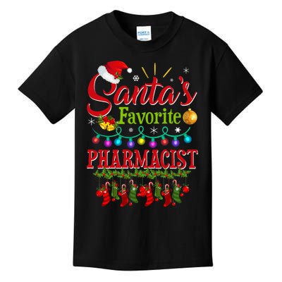 Funny SantaS Favorite Pharmacist Christmas Santa Hat Light Kids T-Shirt