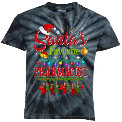 Funny SantaS Favorite Pharmacist Christmas Santa Hat Light Kids Tie-Dye T-Shirt