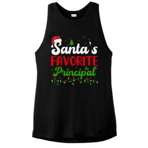 Funny SantaS Favorite Principal Christmas Santa Hat Lights Long Sleeve Ladies PosiCharge Tri-Blend Wicking Tank