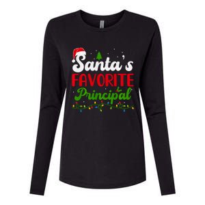 Funny SantaS Favorite Principal Christmas Santa Hat Lights Long Sleeve Womens Cotton Relaxed Long Sleeve T-Shirt